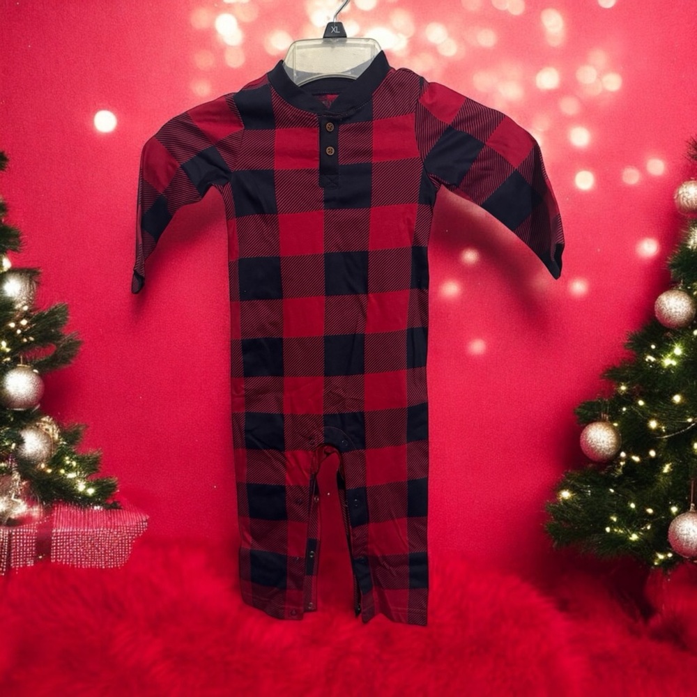 Red and Black Plaid Baby Onesie